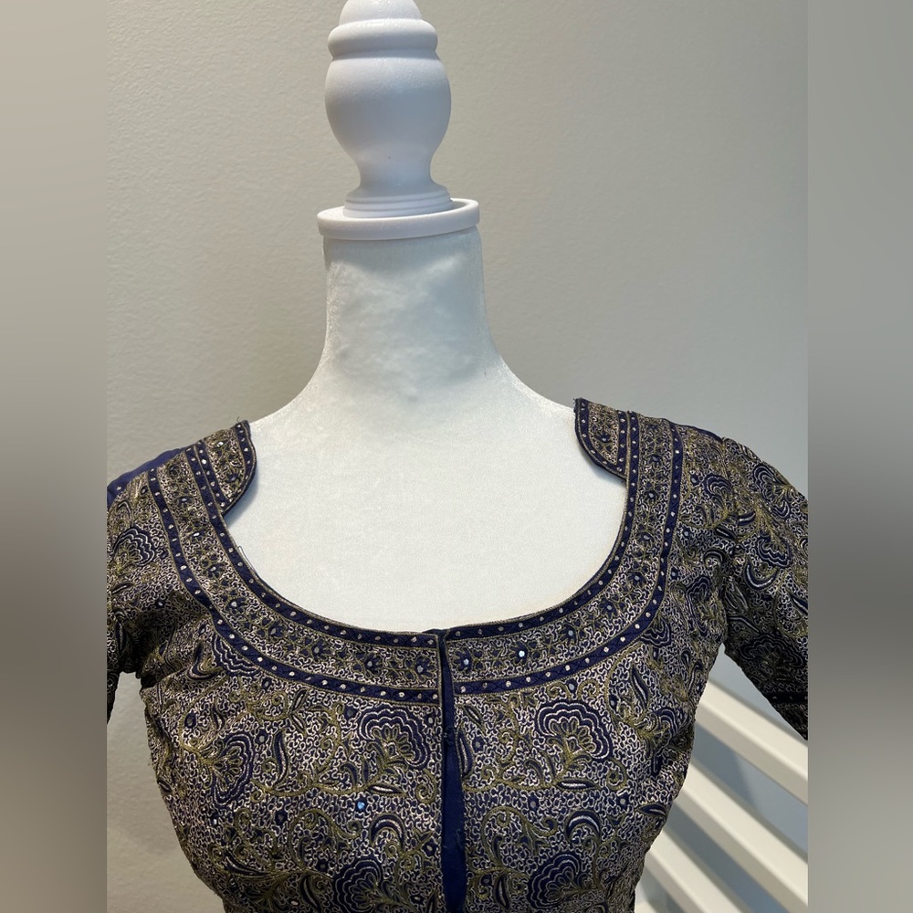 Bandhani Lehenga - blue and green, XS petite - Picture 5 of 12